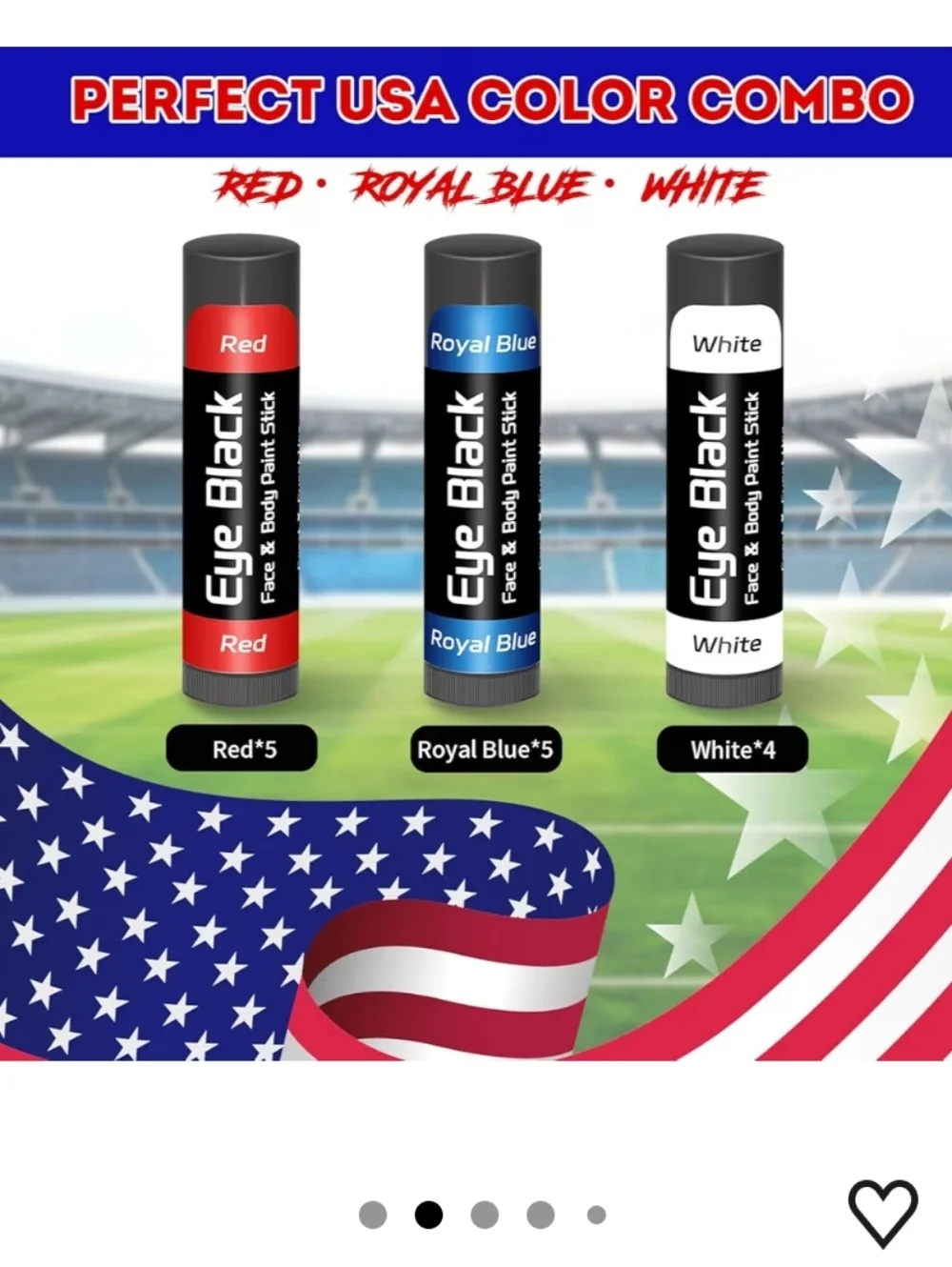 14 Pack Red White Blue Sports Eye Black for Baseball Football